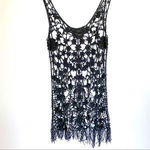 Free People Intimately Black Crochet Cover Up